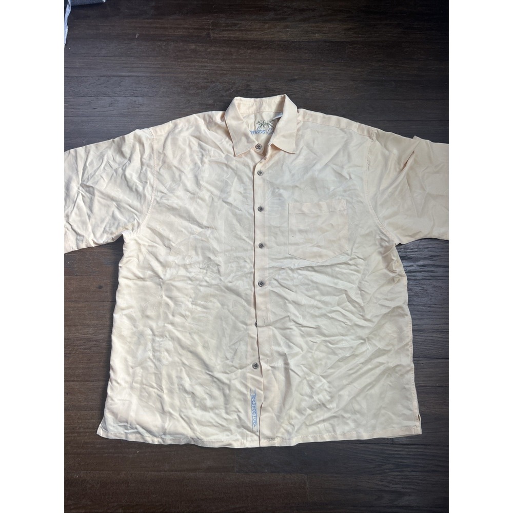 Bamboo Cay Short Sleeve Button Up Shirt Men's Size XL Embroidered Palm Tree